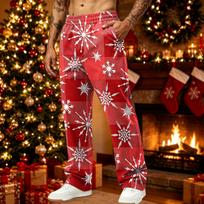 Men's Loose Fit Christmas Print Sweatpants with Pockets Casual Jogger Pants for Holiday Lounging XL raudona