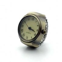 Retro Punk Finger Watch Mini Elastic Strap Alloy Watches Couple Rings Jewelry Clock Vintage Roman Quartz Watch Rings Women Men gray