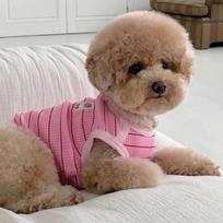 Striped Pet Vest Thin Teddy Bears Pomeranian Yorkshire Small Dog Cats Dogs Clothes Summer Puppy Clothes Dog Cooling Vest (Pink,M) rožinė