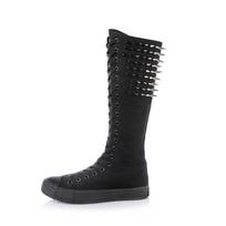 Female Thigh High Boots Women Flat Heel Canvas Shoes Boots Fashion Rivet Punk Zipper Boots Comfortable Women Long Boots 34-43 45 black