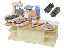 Sylvanian Families Furniture [Island Kitchen] Ka-423 ST Mark Certified Toy Dollhouse for Ages 3 and Up, Sylvanian Families by Epoch beige