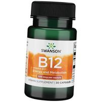 Vitaminas B12, cianokobalaminas, vitaminas B-12 500, Swanson 250 dangteliai (36280065) 30caps