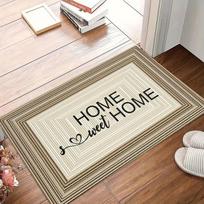 Home Sweet Home Striped Border Doormat Non Slip Entry Rug Letter Print Mat Front Door Warm Decor 40X60CM gray