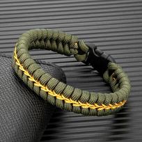 Kūrybiškas dizainas Rankų darbo Paracord Išgyvenimo apyrankė Plastikinė sagtelė Lauko stovyklavimas Gelbėjimo avarinis lynas Apyrankė žalia