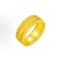 Elegant Women's Ring: Fortune Lace Floral Design, 24K Electroplated, High Color Retention, Light Luxury Fashion. US Size 7 yellow