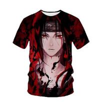 Naruto Shippuden Men's T-shirt Sasuke Boy Girl T-shirt 3D Print Akatsuki Short Sleeve MINISO Men's T-shirt Kakashi Mens Clothing 110 black