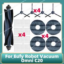 Suderinamas su Eufy Omni C20 dalimis Pagrindinis šoninis šepetys Hepa filtras Mopo šluostė Dulkių maišelis Atsarginiai priedai gray