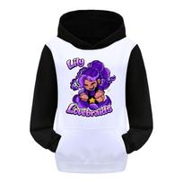 5600 Kids Girls Anime Cartoon Lily Lovebraids Printed Pocket Long Sleeves Hoodies 150cm white