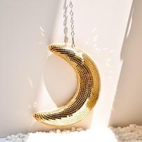 Moon Shaped Disco Ball Home Decor Stage Mirror Balls Retro Reflective Moon Pendant  Party