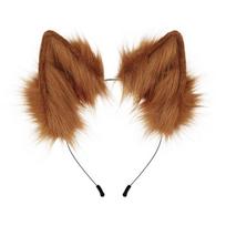 Mei pliušinis rankų darbo gyvūno ausų lankelis, pliušinė suknelė, vilko ausų lankelis, cosplay žaidimas, vienišo vilko plaukų aksesuarai brown