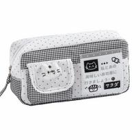 Multi-Pocket Pen Bag Plaid Design Pencil Pouch Portable Pencil Case  School Supplies balta