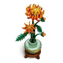 2025 NAUJAS Puokštė 10343 10344 10368 10369 Orchidėja Bambukas Chrizantema Slyvos Žiedas Statybiniai Blokeliai Gėlės Žaislas Vaikui Suaugusiam no box orange
