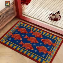 VIKAMA American Vintage Red Fish Doormat, Soft and Non-Slip Entryway Mat, Bathroom and Entryway Decorative Rug 43X75CM white