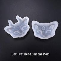 High-Gloss Horned Cat Head Epoxy Mold for DIY Jewelry Horned Cat Head Silicone Mold gray