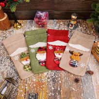 Christmas Santa Knitted Wine Bottles Case Elk Snowman Red Wine Champagne Bottles Cloth 2026 Merry Christmas Decor Happy New Year Random style 1PC red