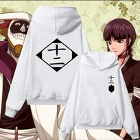 Vyriškas moteriškas Bleach 8-ojo skyriaus simbolio gobtuvas Unisex didelio dydžio Anime Gotei 13 spaudas ant nugaros ir krūtinės Puloveris su gobtuvu Džemperis Laisvalaikio gatvės kasdienis drabužis XXL white