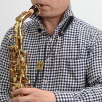 Reguliuojamas saksofono kaklo paminkštintas odinis dirželis Sax Harness pakabinamas diržas black