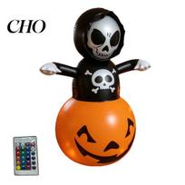 Inflatable Halloween Character Grim Reaper Decoration, Large Spooky Blow Up Outdoor Decoration with Pumpkin for Yard, Lawn, Porch, Haunted House, With Light black