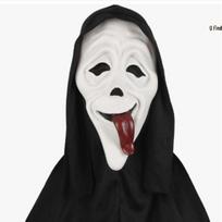 Latekso kaukė Jaunas Realistiškas Helovino Vyras Su Peruku Stick out tongue and scream white
