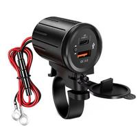 KEBIDU PD QC3.0 USB C Car Charger with Switch Motorcycle Fast Charger Socket Power Outlet Adapter Waterproof for 12V/24V Car ATV Boat 48W 2 Ports