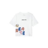 Adidas Neo Letter Print Loose Round Neck Sport Short Sleeve T-Shirt Women Tops White IK5150 XS