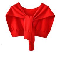 Korean Woman's Neck Guard Fake Collar Scarve Cashmere Warm Knitted Shawl Winter Wool Blouse Shoulders Cape Knotted Scarf Q36 red