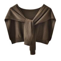 Korean Woman's Neck Guard Fake Collar Scarve Cashmere Warm Knitted Shawl Winter Wool Blouse Shoulders Cape Knotted Scarf Q36 gray