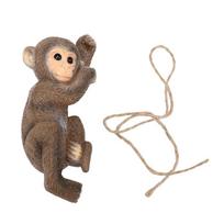 Jute Rope Included Hanging Monkey Statue Resin Chimpanzee Sculpture Durable Tree Hanging Decor beige