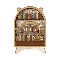 Retro Wooden Book Reading Tracker 999 Books Capacity Reading Record Keeper Book Lover Daily Accessory beige