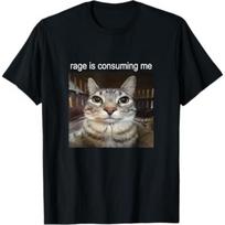 Rage Is Consuming Me Silly Staring Cat Meme Short Sleeved Round Neck Y2k Tshirt Men Clothing New In Top Tees Mens T-Shirt 35843 5XL įvairiaspalvis