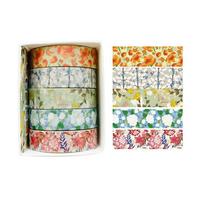 5 Rolls Spring Flower Washi Tape Self-adhesive DIY Wrapping Washi Tape Wrapping Multicolor Artistic Tape Gift Decoration beige