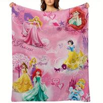 Disney princesių tematikos pledas, super minkštas, su mielais animacinių filmukų paveikslėliais, patogus šeimos kelionėms, sofoms, lovoms, dovana princesių gerbėjams 40x50in
