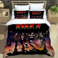 KISS grupės patalynės užvalkalas 3D spausdinimas Kiss grupė Roko patalynės komplektas Visų sezonų antklodės užvalkalas ir pagalvių užvalkalai Viengulis Dvigulis Karališkas 70x133cm 3pcs white