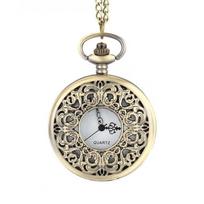 Young & Forever Bronze Greek Designer Pocket Watch with Chain Roman Number Dial Pendant Necklace Locket beige