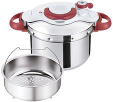 Tefal Pressure Cooker 6L Stainless Steel For 4 to 6 People IH Gas Fire Compatible Easy 10 Year Warranty Minit Easy Ruby P4620769 Open/Close  Crypso