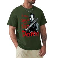 Leisure Negan The Walking Dead T-Shirts Men Round Neck 100% Cotton T Shirts Zombie Horror Short Sleeve Tee Shirt Gift Clothes XL black