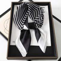 Prabangus šilkinis kvadratinis skara moterims, šaliai ir apklotai, biuro, maži plaukų, kaklo hidžabai, skarelės, foulard, moteriškos skaros 70*70cm gray