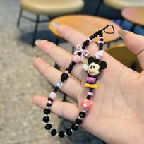 Disney animacinis personažas Mikis ir Mini Pelė Mobiliojo Telefono Dirželis Mielas Lėlės Stiliaus Pakabukas Vyrams ir Moterims Madingas Nešiojamas Raktų Pakabukas B beige