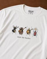 Susipažinkite su vabalais T-shirt | Iliustruota vabalų eilutė, Senosios mokyklos muzikos grupės marškinėliai S white