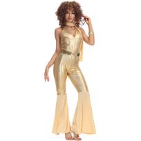 M-XL Women's 70s Vintage Disco Prom Suit Cosplay Halloween Costume cos Suit Patent Leather Suit M beige