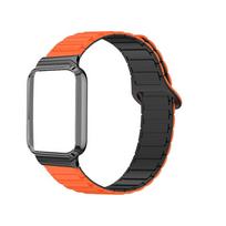 Magnetinis Dirželis Xiaomi mi band 10 Pro Apyrankė Verslo Apyrankė Silikoninė Apyrankė Mi Band10 Pro Keraminė Minkšta Plėvelė Laikrodžio Dirželis Mi Band 10 Pro juoda/oranžinė