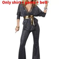 Game Theme Disco Attire 60s 70s Retro Hippie Dressup For Cosplay Events XL juoda