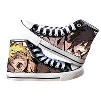 Studentiški Batai Anime Naruto Cosplay Laisvalaikio Grafiti Aukštakulniai Drobės Batai Su Animacinių Filmų Spaudiniais Hip Hop Vyriški Moteriški Batai 40 gray