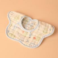 Pure Cotton Baby Bib with Colored Edge Petal Design Children's Printed Saliva Towel for Infants Mother And Baby Care beige