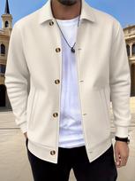 2025 Men's Casual Solid Color Zipper Pocket Jacket for Spring and Autumn white