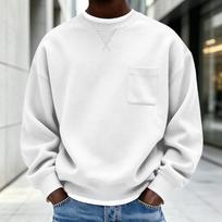Men's Loose Fit Crewneck Sweatshirt with Pocket Winter Long Sleeve Casual Pullover S