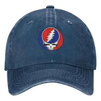 Grateful Rock Music Band Washed Baseball Cap Dead Casual Hip Hop Hats Summer Unisex Teens Outdoor Gym Design Baseball Caps One Size gray