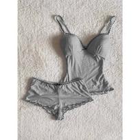 Spice girls sexy polka dot suspender pajamas women's summer 1011 new high-end gray pure lace loungewear two-piece set Xxxxl (recommended 82.5~87.5kg )