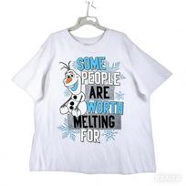 25/26Summer Disney Frozen Womens Red Olaf Graphic Pure Cotton Breathable Short-sleeved  Parent-child Outfit Unisex Style Y2k 4XL white