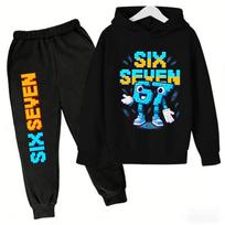 Pavasarinis sportinis kostiumas Spring Steal A Brainrot 67 Six Seven spaudinys vaikams, Džemperis + Kelnės 140 blue